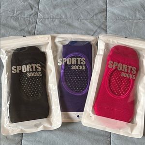 Sports Socks Set - Black, Purple, Pink